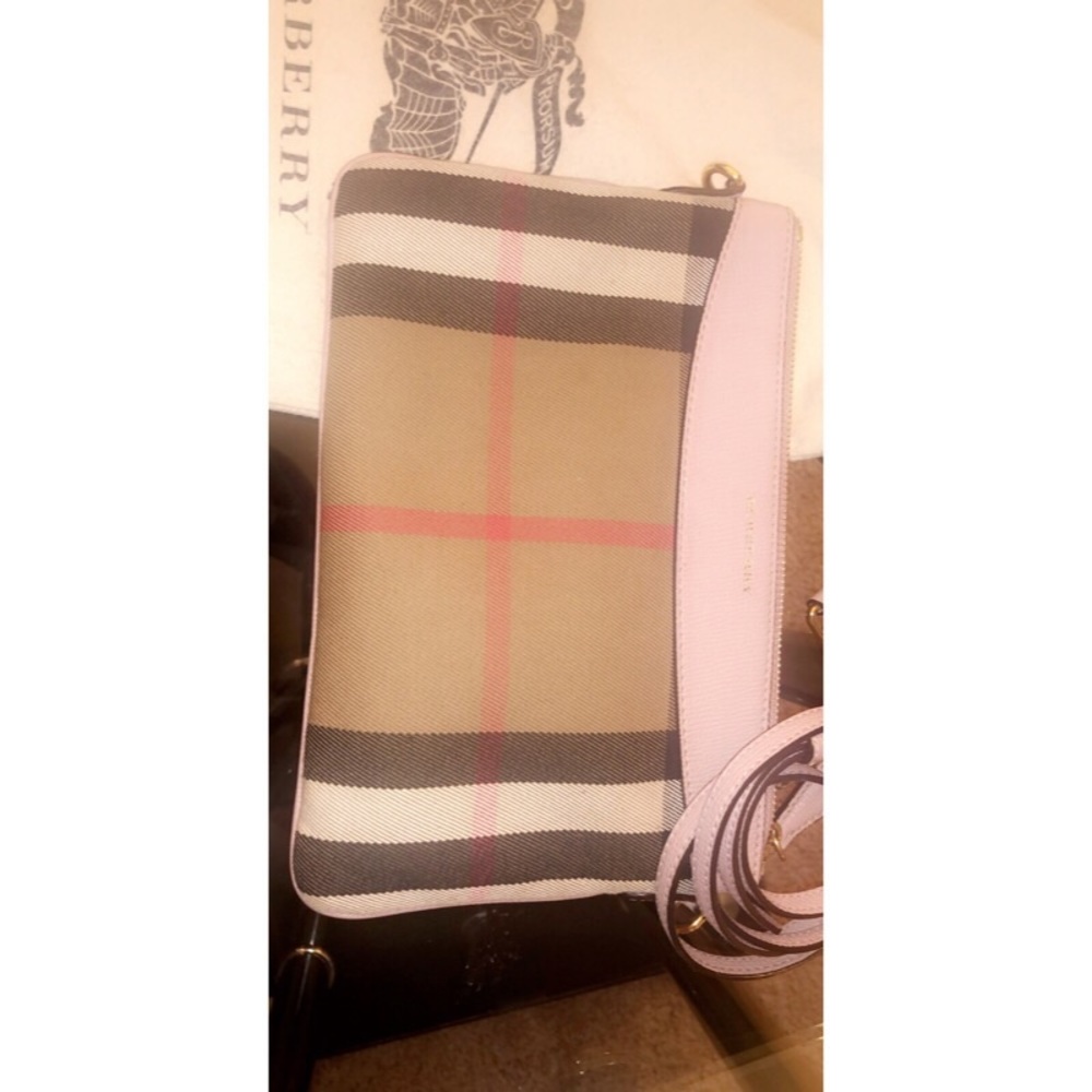 Burberry cross body with pink leather trim